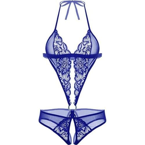 One Piece V-neck Lingerie Erotic Teddies Bodysuit Sexy Hot Women Floral Lace Body Suit Plus Size Porno Costume Intimates Black