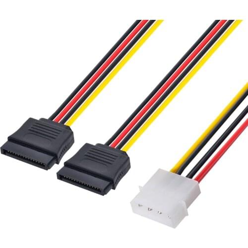 CY IDE 4pin to Dual SATA 15P Y Splitter 10cm Hard Disk Power Supply Extension Cable