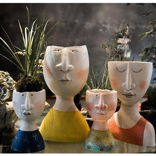 Creative Art Portrait Sculpture Flower Pot Dried Flower Flower Arrangement DecorationVase Decoration Household Succulents Plants