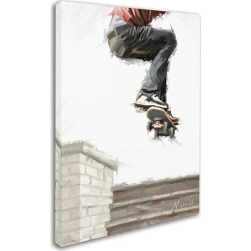 Home Decor Painting Downstairs Skateboard Boy Canvas Print Poster Modern Wall Art Modular Picture Bedroom Background No Frame