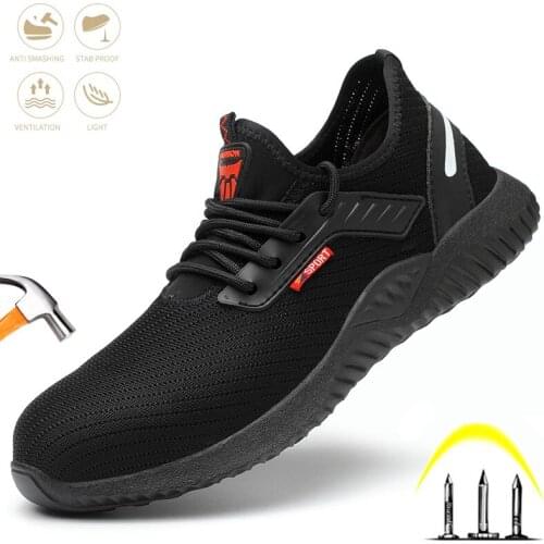 Breathable Men Safety Work Shoes Anti-smash Steel Toe Cap Indestructible Boots Anti-piercing Comfortable Non-Slip Light Sneakers