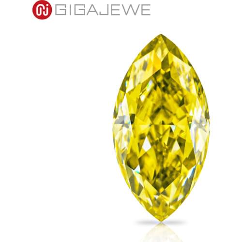 GIGAJEWE Customized Crushed Ice Marquise Cut Vivid Yellow VVS1 Moissanite Loose Diamond Test Passed Gemstone For Jewelry Making