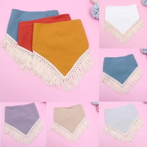 Cotton Gauze Baby Bibs Adjustable Triangle Tassel Newborns Saliva Towel Toddler Baby Boys Bib Burp Cloth Scarf Baby Shower Gifts