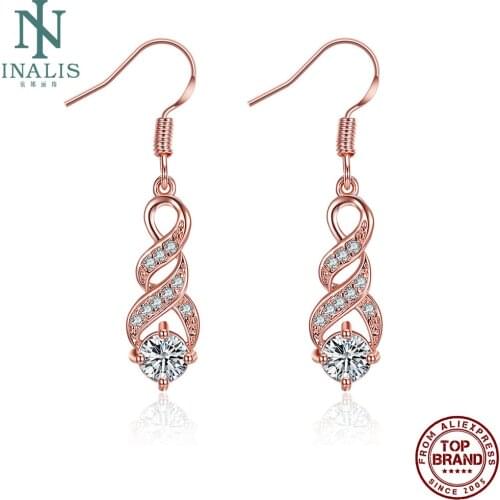 INALIS Drop Earrings For Girl Romantic Trend Inlaid Cubic Zirconia Geometry Earring Anniversary Women Favourite Fashion Jewelry