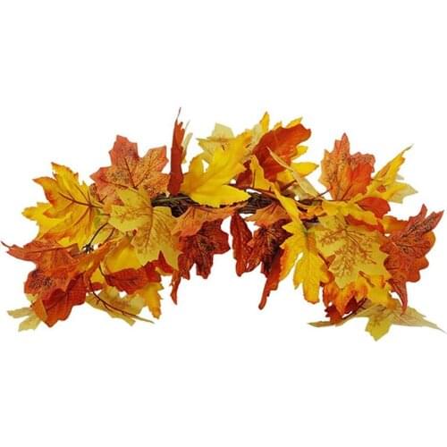 Artificial Maple Garland Front Door Floral Wreath Thanksgiving Wall Hanging Maple Lintel Autumn Leaves For Halloween Decoration