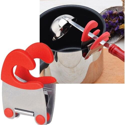 Stainless Steel Pot Pan Holder Spatula Clip Spoon Rest Pots Clip Kitchen Uten