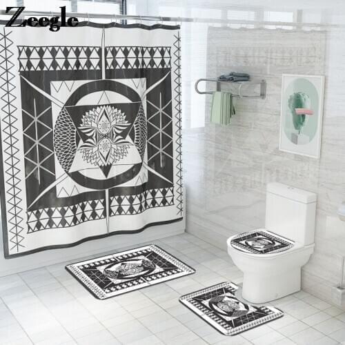 Geometric Style Bath mat Bathroom Carpet Toilet Seat Cover Mat Bathroom Anti-slip Mat Absorbent Bath Carpet Bathroom Mat and Rug