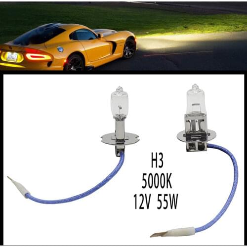 2pcs H3 12V 55W Xenon Halogen Hyaline car Headlight Fog Quartz Glass 5000K Light Lamp Bulbs