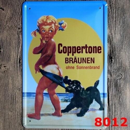 Metal Tin Sign Coppertone Bar Pub Vintage Retro Poster Cafe ART 20cm*30cm