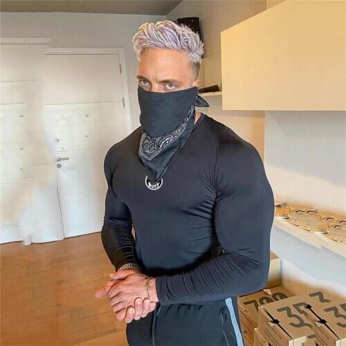 Running Shirt Men Gym Clothing Fitness T-shirt Men Compression Skinny Bodybuilding t shirt Autumn Long Sleeve Sports Tee Tops