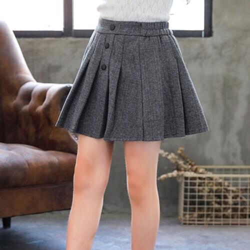 2021Autumn Winter Elastic Waist Children Shorts Skirt Girls Kids Woolen Skirts For Girls Cotton Pleated Skirt QZ171