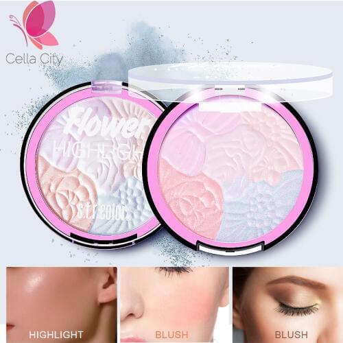 Cella City Highlighter Facial Palette Powder Highlighter Facial Palette Makeup Glow Kit Face Contour Shimmer Powder Base makeup