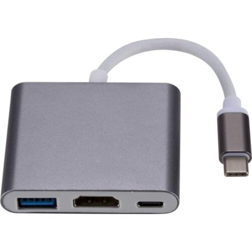 Type c to HDMI-compatible Converter Adapter Usbc to HDMI-compatible/USB3.0/Type C Adapter Type-C HUB Aluminum For Macbook