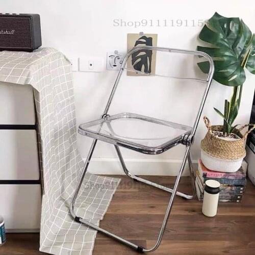 Nordic Transparent Dining Chair Folding Chair Home Back Net Red Chair Modern Simple Acrylic Stool