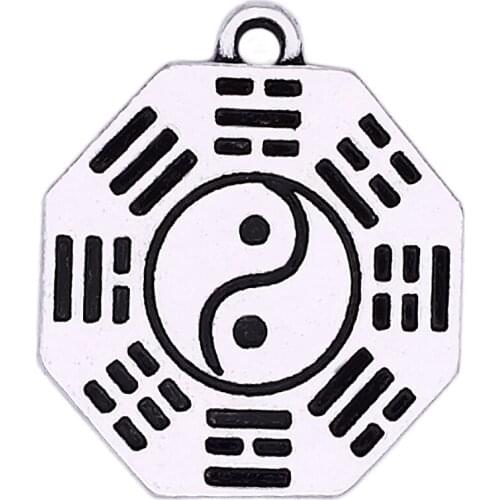 Religious Yin And Yang Charm & Pendant Metal Alloy Chinese Religious Symbol Accessory For DIY