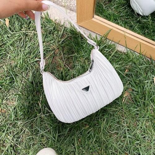 Luxury Design Women Hobo Pleated Tote Bag Candy Color Summer Underarm Bag Nylon Handbag Small Shoulder Bag Female Purses #30