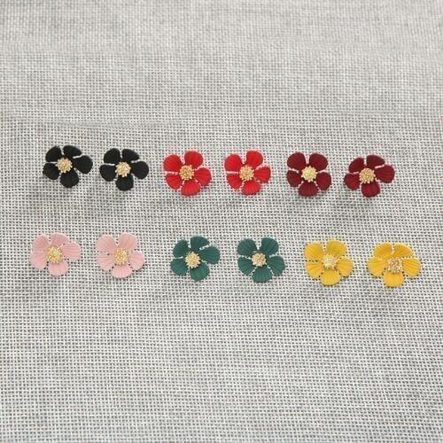 10 PCS 19mm*17mm Fashion Metal Alloy Gold Drops Of Glaze Flowers Stud Earring Settings With a Loop For Jewelry Making