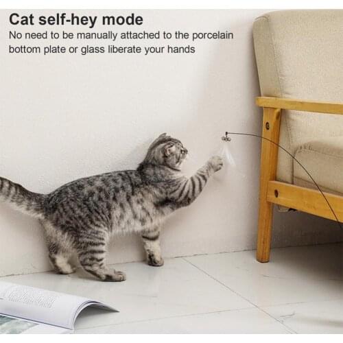 Stress Relief Recreational Cats Teaser Feather Stick Toy with Suction Cup for Kitten