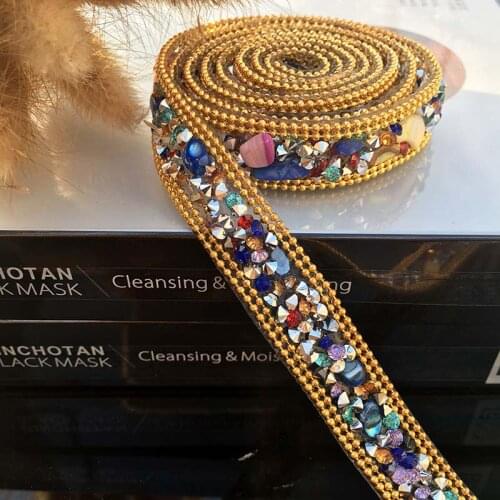 Rhinestone colour Hot drilling lace for DIY coat dress Handmade accessories toppa parche 1meter width:1.5cm