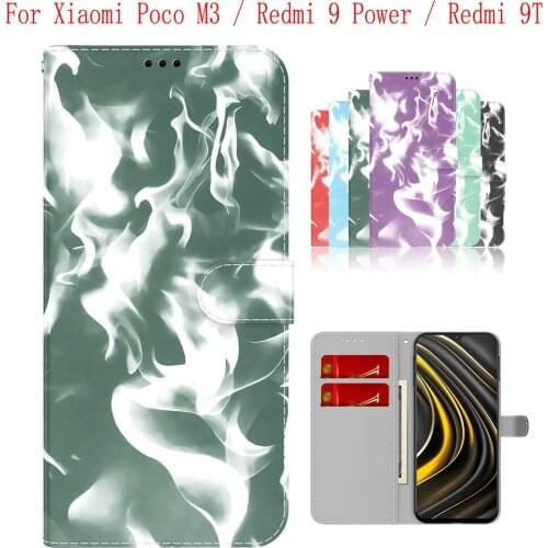 Sunjolly Case for Xiaomi Poco M3 Redmi 9 Power Redmi 9T Wallet Stand Flip PU Phone Case Cover coque capa Case Cover