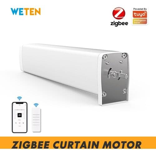 Tuya Zigbee Smart Motorized Electric Curtain Motor, Hub Required Smart Life App 433 RF Remote Control, Support Google Home Alexa