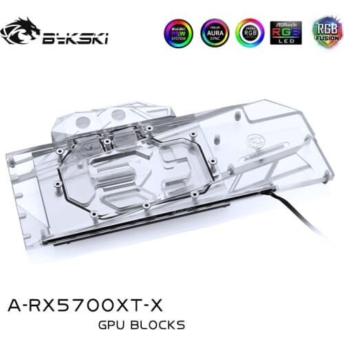 Bykski Water Block use for AMD Radeon RX 5700 / 5700XT GPU Card / Full Cover Copper Radiator Block/3PIN 5V A-RGB / 4PIN 12V RGB