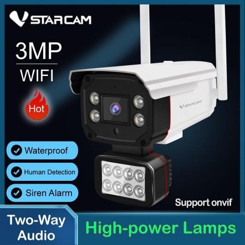 Vstarcam 3MP Wifi Camera Outdoor Full Color Night Vision Wifi Camera Sound & High Power Light Double Warming Security Camera