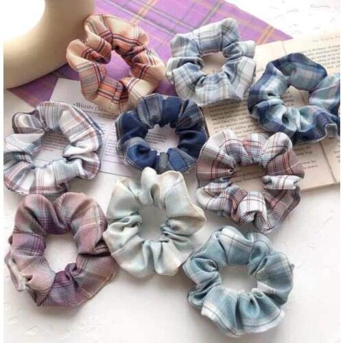 Lattice women hair accessories Cotton Cloth Lattice Elastic Hair Ties Ladies Elegant Ponytail Holder Winter Hair Accessories