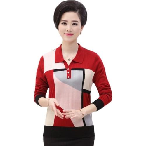 Autumn Winter New Plus Size Women Sweater Pullover Long Sleeves Turndown Collar mother Knitting Jumper 9 Colors Female Tops 917