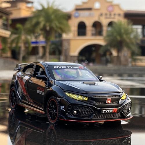 1:32 HONDA CIVIC TYPE-R Alloy Car Model Diecasts & Toy Vehicles Metal Sports Car Model Sound Light Collection Childrens Toy Gift