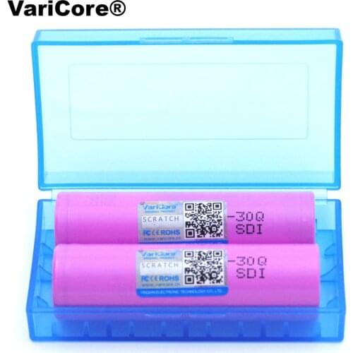 2PCS VariCore 100% Original Brand new ICR18650 30Q Rechargeable battery 3000mAh li-lon batteries + Storage box