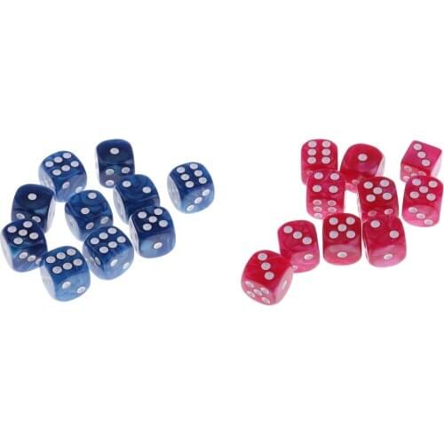 20pcs/Pack Pearlized Opaque 6 Sided Dice Role Play Game Accessory Pink+Blue