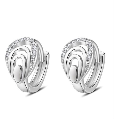 2021 Trend Shell Style Hoops Women Jewelry Silver 925 Earrings Girls Charms Crystal Accessories Lady Piercing Earring Female