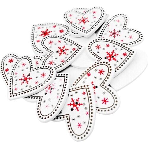 25 Pieces Christmas 2 Holes Wooden Snowflake Buttons Embellishment for Sewing