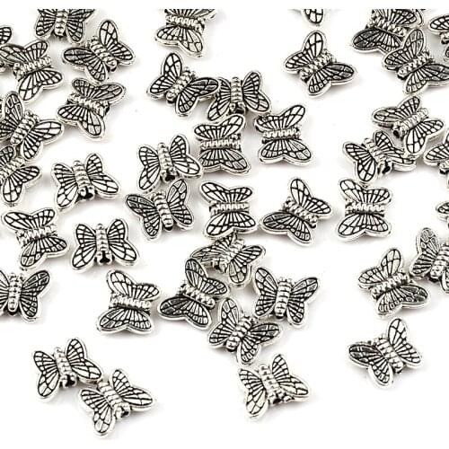 30pcs 9x11MM Antique Spacer butterfly pendant beads For Jewelry Making DIY Necklace Jewelry Findings