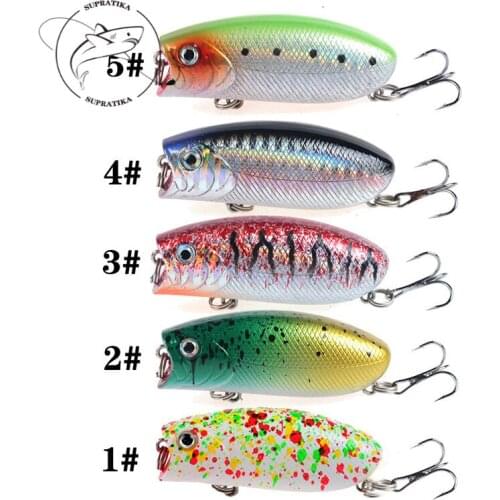 3D Eyes Wobbler Topwater Popper Bionic Bait 5Pcs/set 5.5cm/10.4g With Hook Fishing Lure Artificial Floating Plastic Hard Bait