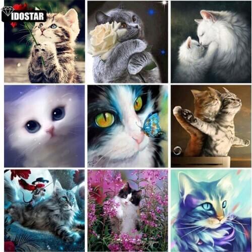 5D Diamond Painting Full Drill Diamond Embroidery "Animal cat flower" Picture Of Rhinestone Handmade Home Decor