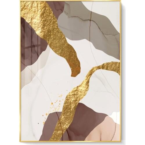 Abstract Golden Plant Leaves DIY 11CT Cross Stitch Embroidery Kits Craft Needlework Set Cotton Thread Printed Canvas Room