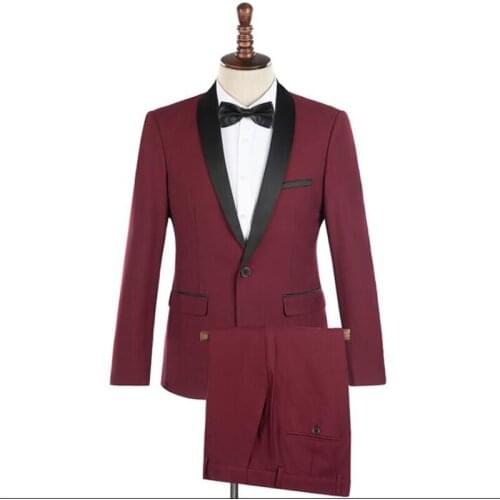 Burgundy blazers mens suit host dress fashion stage performance chorus costume костюм ternos vestido de noiva robe de mariée