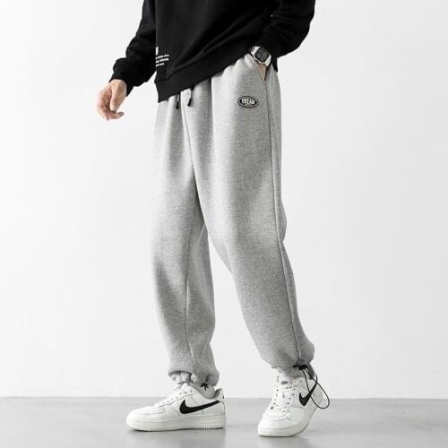 Men Trousers Casual Joggers Solid Baggy Loose Cotton Sweatpants Black Grey Wide Leg Training Pants Essentials bape Oversize