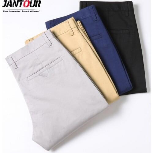 Spring summer Pants Men Fashion Business Stretch Men Chinos Trousers Casual Black Cotton Pants Male Pentalon Homme Mens 40 42