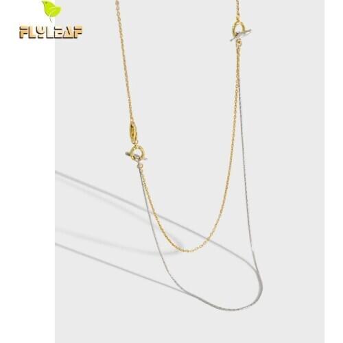 925 Sterling Silver 14k Gold Silver Chain On Neck Choker Necklace For Woman Minimalist Female Gift Original Flyleaf 2020 Luxury