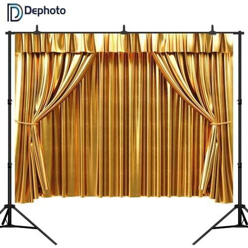 DePhoto photography backdrop luxurious golden curtains birthday party theatre new background photocall photo printed