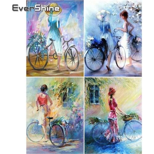 EverShine Diamond Embroidery Landscape Diamond Mosaic Bicycle Painting Full Square 5D Picture Of Rhinestones Handmade Gift