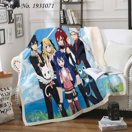 Anime FAIRY TAIL 3D Printed Fleece Blanket for Beds Thick Quilt Fashion Bedspread Sherpa Throw Blanket Adults Kids 15