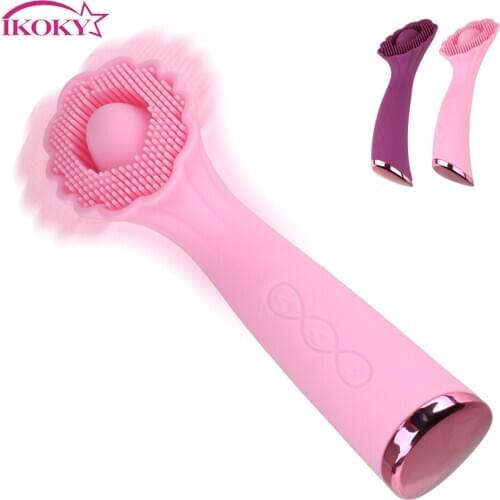 IKOKY Flower Shape Brush Massage Vibrator Vagina Clit Stimulation Sex Toy for Women Female Masturbation Oral Sex Massage