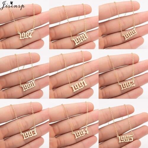 Jisensp New Fashion Stainless Steel Necklace Unique Design Year Number Necklace Pendant Fashion Jewelry for Women Birthday Gift