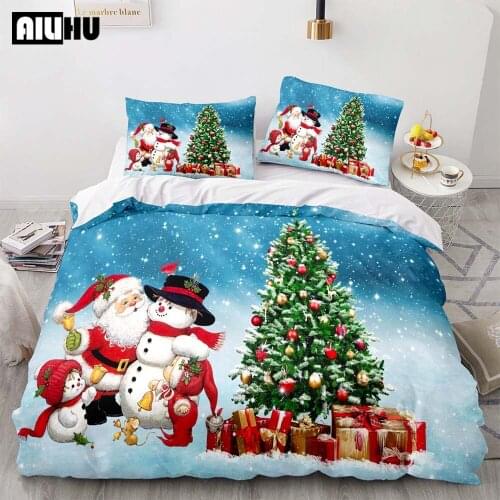 Christmas Duvet Cover Set Bedding Set Quilt Cover Bedclothes Single Double Queen King Size Children Aldult 2/3Pc Qulit Cover