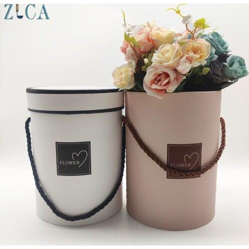 Home Decor Box Flowers Bouquet Paper Package Bucket Vase Replacement Florist Gift Box Round Floral Boxes Small Boxes for Gifts