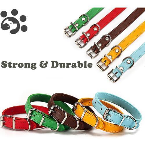 Leather Dog Pet Collar for Small Large Dogs Cat Puppy Collar Solid Adjustable Chewproof Dog Collars Necklace Pet Supplies MP0056